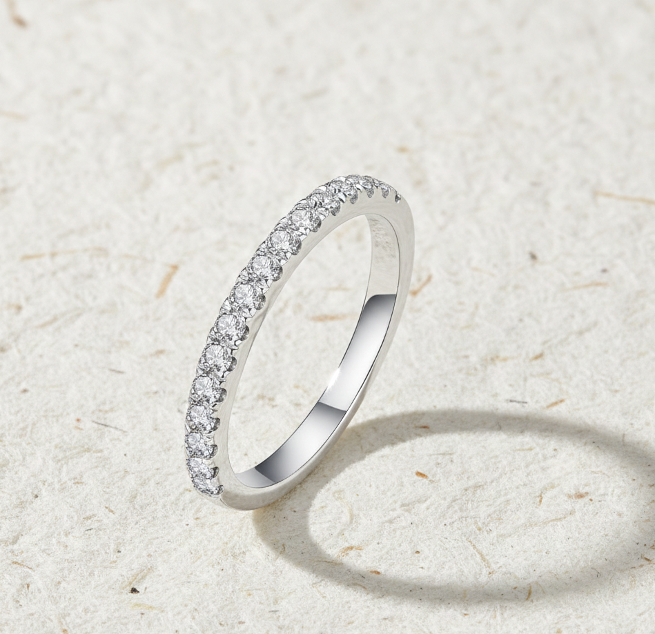 Eternity Band - Thin Wedding Ring for Women - Dainty Stacking Ring - Minimalist Bridal Jewelry - Anniversary Gift for Her - Image 4