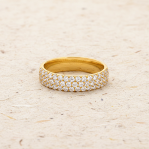 3-Row Micro Pave Cubic Zirconia Eternity Band - Full Eternity Wedding Ring for Women - Sparkly Anniversary Gift for Her