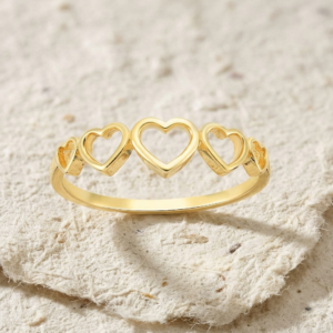 Heart Ring for Women, Five Heart Infinity Band, Minimalist Stackable Love Ring, Romantic Jewelry Gift for Her