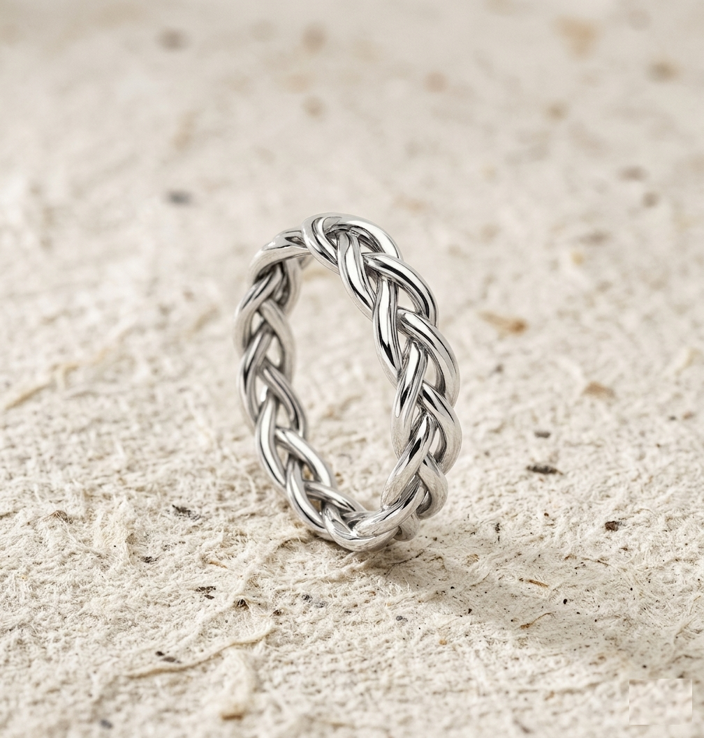 Handmade Braided Wedding Band for Women, Twisted Infinity Eternity Ring, Unique Woven Ring, Delicate Celtic Braid Statement Ring - Image 2