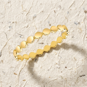 Disc Eternity Ring - Minimalist Dotted Band - Circle Stackable Ring - Simple Geometric Jewelry - Flat Bead Ring for Her