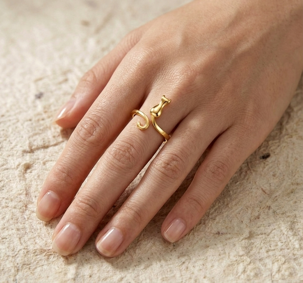 Cat Ring for Women, Adjustable Minimalist Kitten Ring, Dainty Pet Lover Jewelry, Wrap Ring, Unique Gift for Her - Image 4