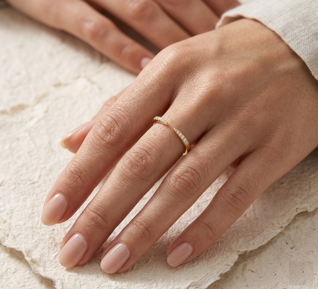 Wrap Ring Women, Cubic Zirconia Pave Open Band, Minimalist Dainty Ring, Adjustable Statement Ring, Delicate Stackable Ring - Image 5