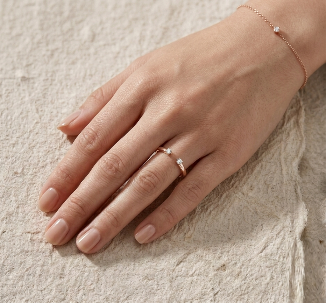 Open Wrap Ring for Women, Minimalist Double CZ Cuff Ring, Dainty Bypass Promise Ring, Adjustable Stacking Jewelry, Gift for Her - Image 4