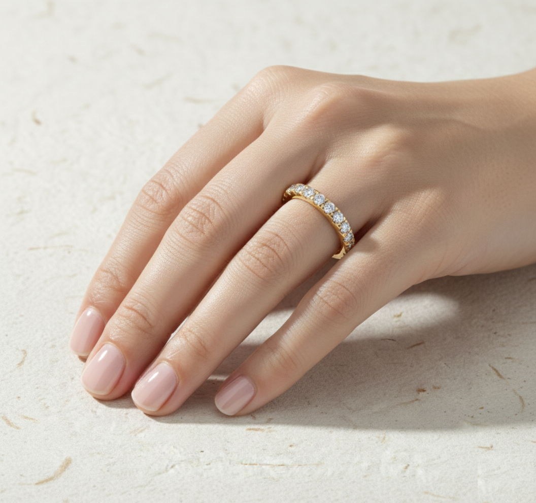 Eternity Band - Thin Wedding Ring for Women - Dainty Stacking Ring - Minimalist Bridal Jewelry - Anniversary Gift for Her - Image 5