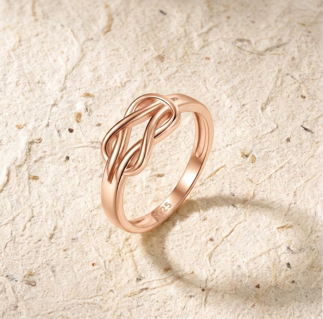 Rose Knot Ring, 925 Sterling Silver Love Knot Band, Minimalist Jewelry for Her, Dainty Promise Ring, Friendship Gift, Stackable Knot Ring - Image 4