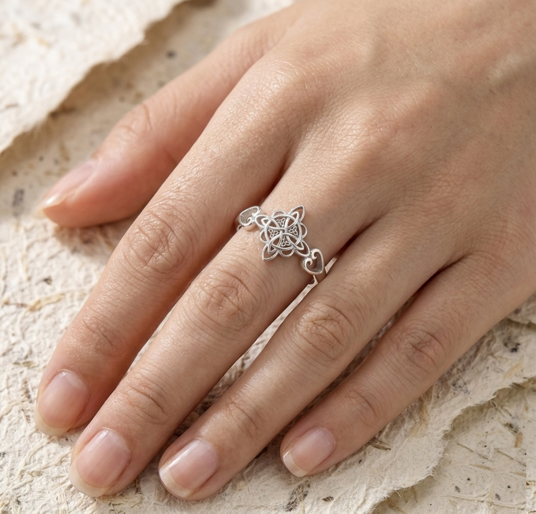 Celtic Knot Ring for Women, 925 Sterling Silver Irish Knot Jewelry, Dainty Heart Promise Ring, Anniversary Gift for Her, Silver Ring - Image 4