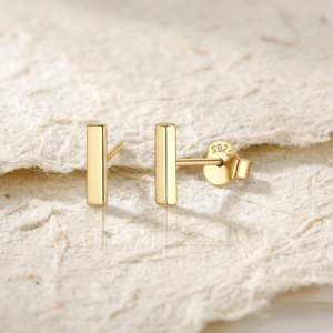 Rose Gold Bar Earrings, 925 Sterling Silver Minimalist Studs, Dainty Geometric Bar Stud Earrings, Simple Everyday Jewelry, Gift for Her