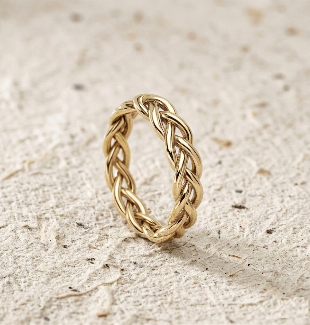 Handmade Braided Wedding Band for Women, Twisted Infinity Eternity Ring, Unique Woven Ring, Delicate Celtic Braid Statement Ring