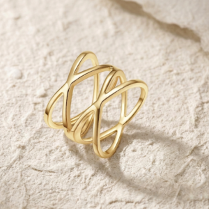 925 Sterling Silver Statement Ring for Women, Modern Criss Cross Multi Layer Band, Wide Abstract Geometric Ring, Unique Artisan Jewelry Gift