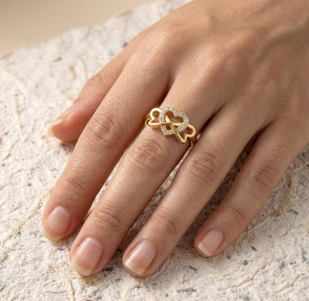 Infinity Heart Ring, 925 Sterling Silver Cubic Zirconia Promise Ring, Triple Heart Interlocking Ring, Gift for Her - Image 4