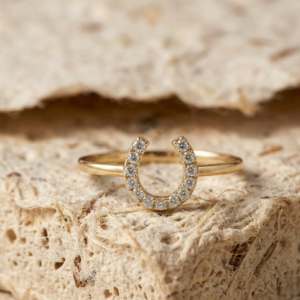 Horseshoe Ring for Women, Dainty Cubic Zirconia Luck Ring, Minimalist Lucky Jewelry, Small Stacking Ring, Equestrian Gift for Her
