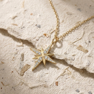 Dainty North Star Necklace in 925 Sterling Silver - Minimalist Starburst Pendant - Celestial Jewelry for Women