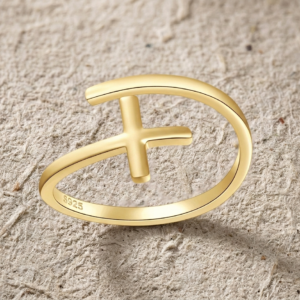 Dainty Cross Ring in 925 Sterling Silver, Minimalist Wrap Ring for Women, Cross Band Ring, Silver Rose Gold Yellow Gold Geometric Ring