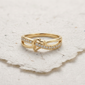 Rose Gold Heart Ring, 925 Sterling Silver Dainty Heart Ring, Minimalist Promise Ring for Her, Interlocking Infinity Band, Romantic Gift
