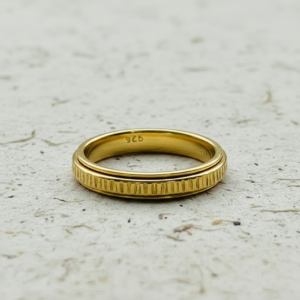 Textured Spinner Ring for Women, Fidget Ring, Minimalist Band in Yellow Gold, Rose Gold, or Silver, Anxiety Ring Gift for Her