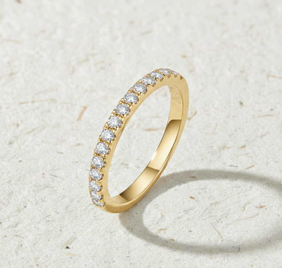 Eternity Band - Thin Wedding Ring for Women - Dainty Stacking Ring - Minimalist Bridal Jewelry - Anniversary Gift for Her