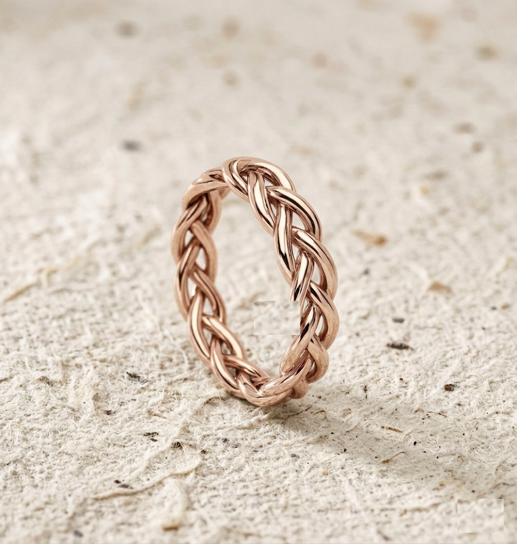 Handmade Braided Wedding Band for Women, Twisted Infinity Eternity Ring, Unique Woven Ring, Delicate Celtic Braid Statement Ring - Image 3