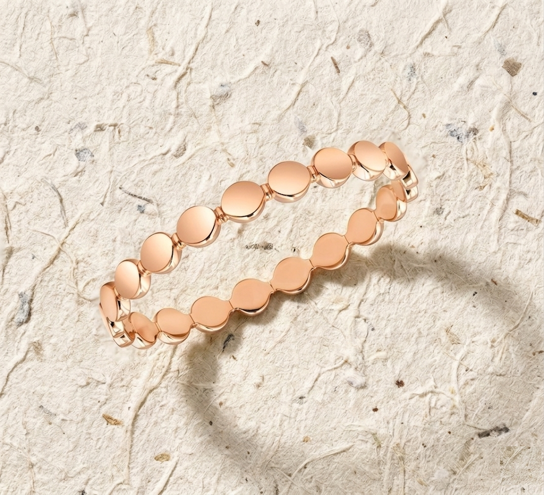 Disc Eternity Ring - Minimalist Dotted Band - Circle Stackable Ring - Simple Geometric Jewelry - Flat Bead Ring for Her - Image 2