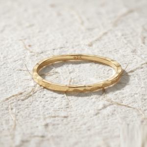 Hammered Ring for Women, Dainty Stacking Ring, Minimalist Thin Gold Band, Handmade Textured Jewelry, Simple Promise Ring, Gift for Her