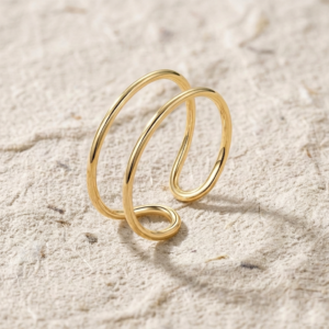 Minimalist Double Band Adjustable Ring | Dainty Open Wrap Ring for Women | Modern Geometric Stacking Ring | Everyday Jewelry Gift