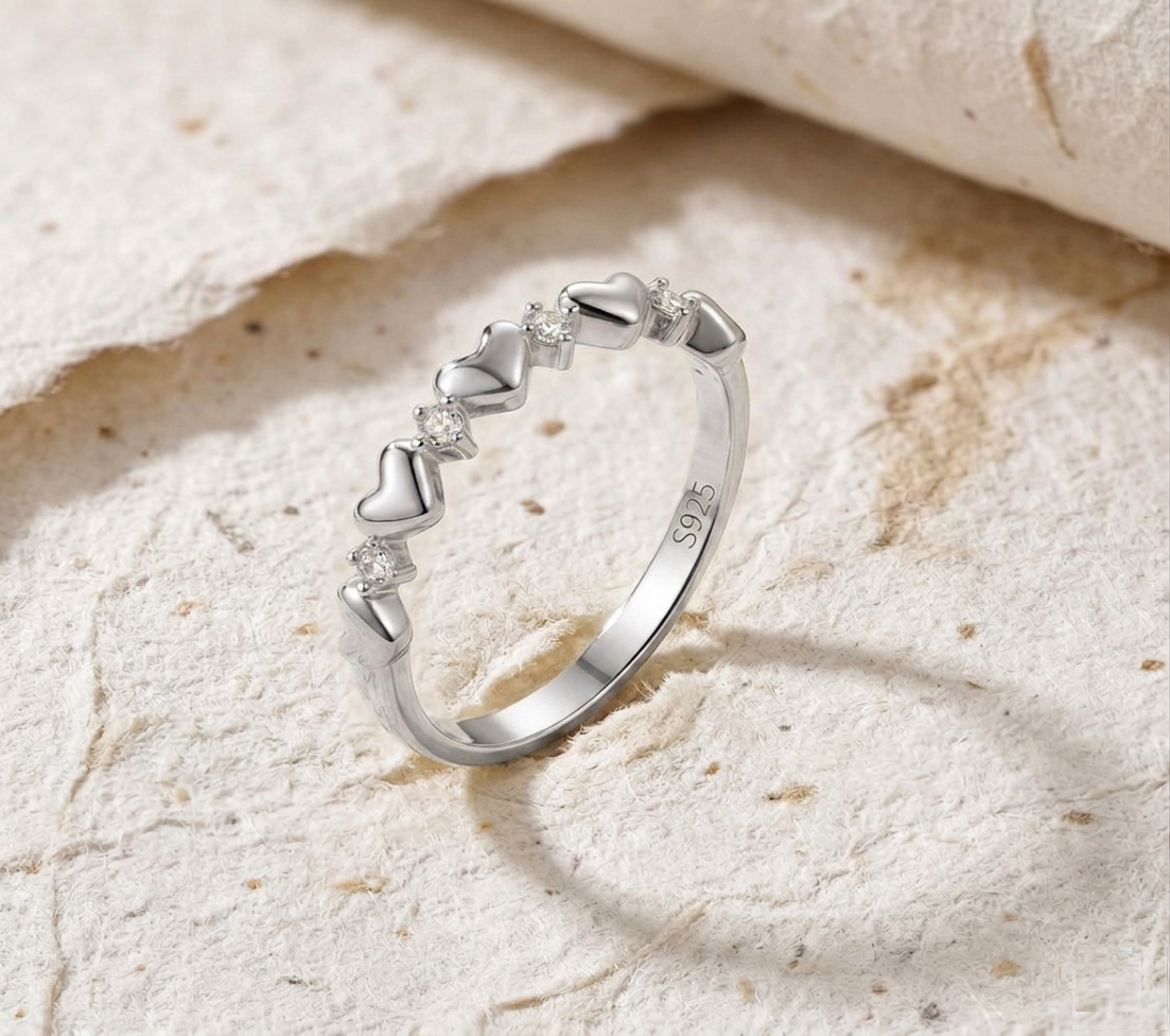 Heart Spinner Ring for Women, Minimalist Dainty Heart Band, 925 Sterling Silver Romantic Promise Ring, Stackable Eternity Heart Ring - Image 3