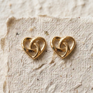 925 Sterling Silver Heart Stud Earrings - Dainty Interlocking Heart Studs - Celtic Knot Heart Earrings - Minimalist Jewelry - Gift for Her