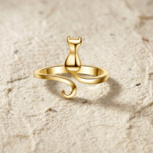 Cat Ring for Women, Adjustable Minimalist Kitten Ring, Dainty Pet Lover Jewelry, Wrap Ring, Unique Gift for Her