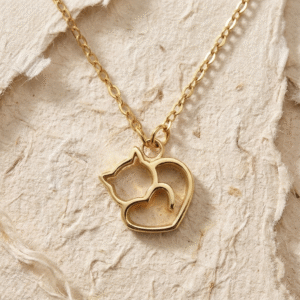 Cat Heart Necklace, 925 Sterling Silver Kitty Pendant, Handmade Animal Lover Jewelry, Minimalist Pet Memorial Gift, Cute Cat Lady Charm