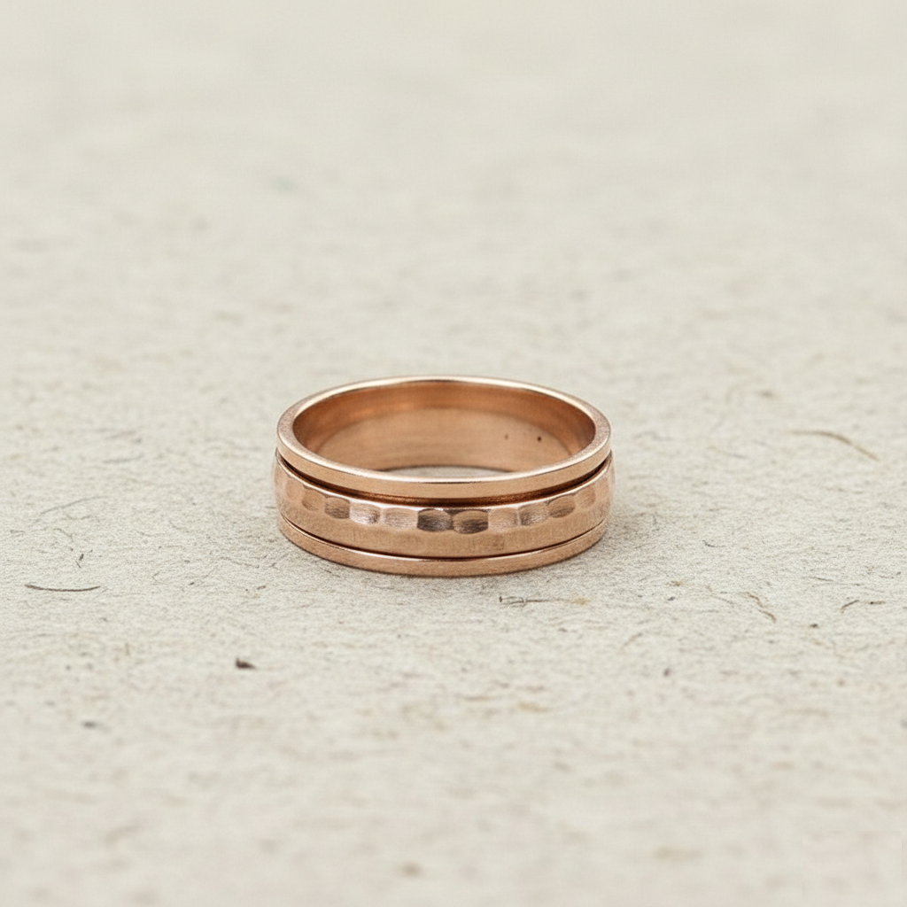 925 Sterling Silver Spinner Ring for Women, Meditation Worry Ring, Boho Hammered Textured Fidget Ring, Statement Jewelry, Gift for Her - Image 2