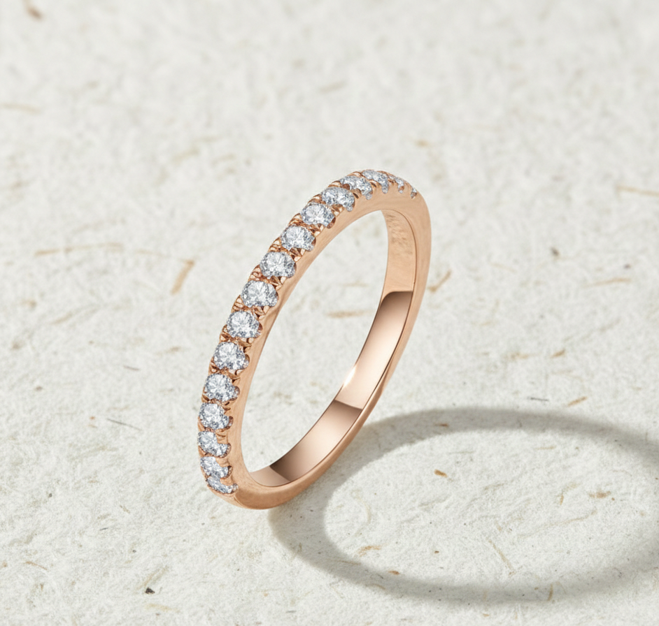 Eternity Band - Thin Wedding Ring for Women - Dainty Stacking Ring - Minimalist Bridal Jewelry - Anniversary Gift for Her - Image 2