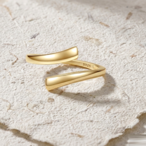 Minimalist Bypass Ring, Dainty Open Wrap Ring, Adjustable Silver Stacking Ring for Women, Geometric Statement Jewelry