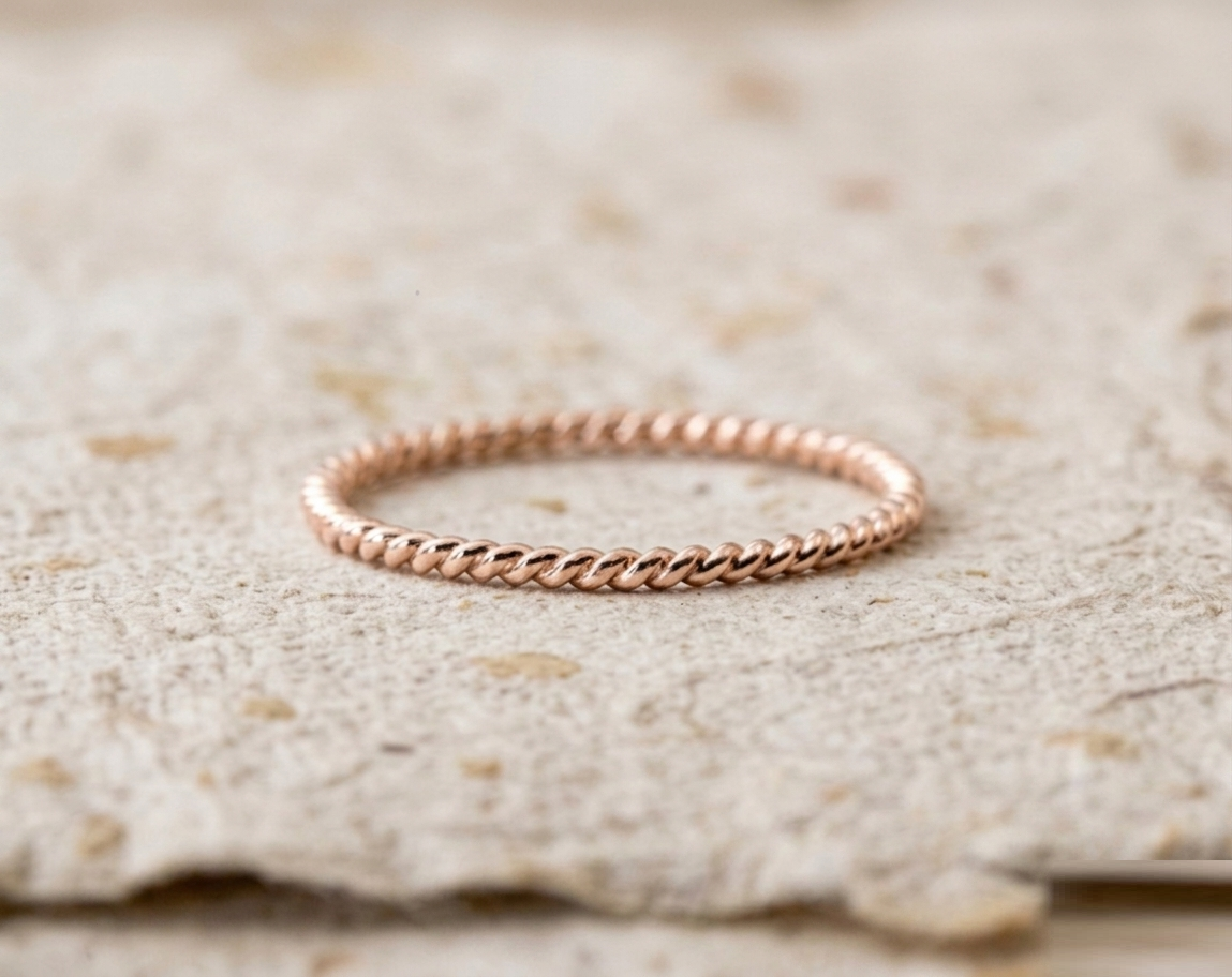 925 Sterling Silver Rope Ring, Dainty Stacking Band, Minimalist Twisted Silver Ring for Women, Delicate Handmade Wedding Band, Promise Ring - Image 2