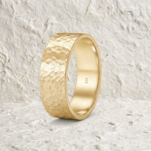 Hammered Band Ring for Women, Wedding Band, Minimalist Textured Stacking Ring, Wide Band, Handmade Jewelry Gift