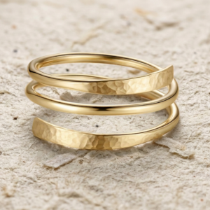 Hammered Wrap Ring for Women, Adjustable Spiral Ring, Minimalist Stacked Band, Recycled Gold Jewelry, Unique Gift for Her