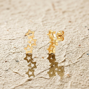 Star Climber Earrings, Dainty Minimalist Ear Crawlers, Triple Star Studs, Celestial Jewelry Gift for Her, Tiny Multiple Star Earrings