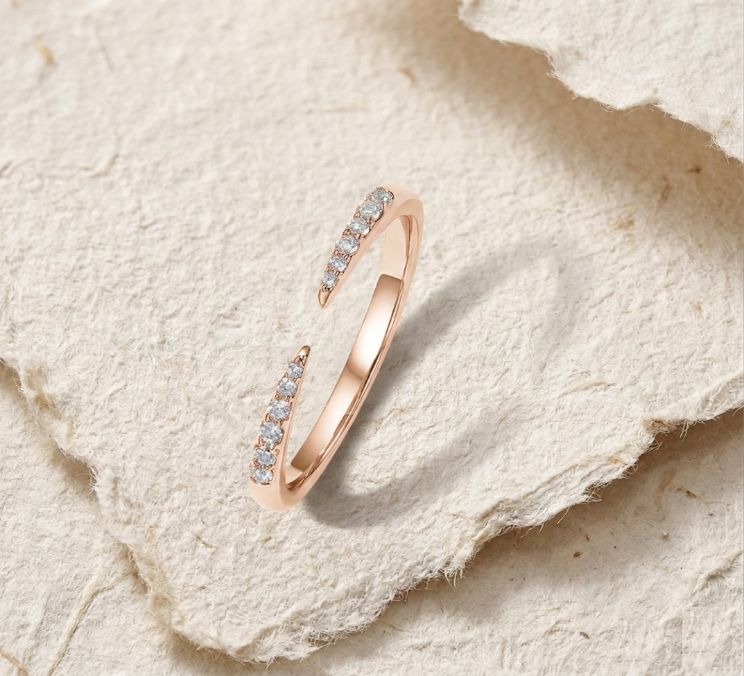 Wrap Ring Women, Cubic Zirconia Pave Open Band, Minimalist Dainty Ring, Adjustable Statement Ring, Delicate Stackable Ring - Image 2
