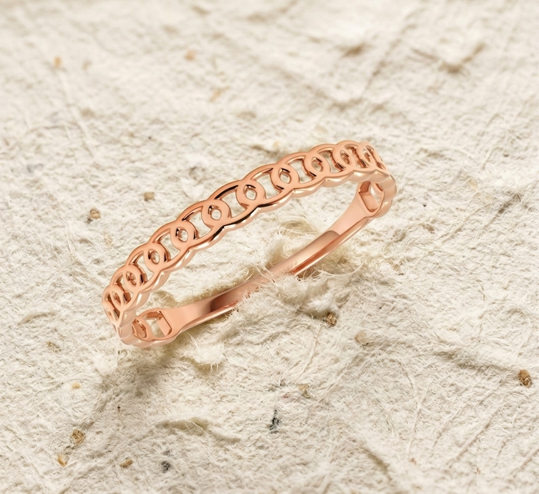 Interlocking Circle Ring for Women, Delicate Infinity Chain Wedding Band, Minimalist Dainty Stacking Ring, Women Jewelry Gift - Image 2