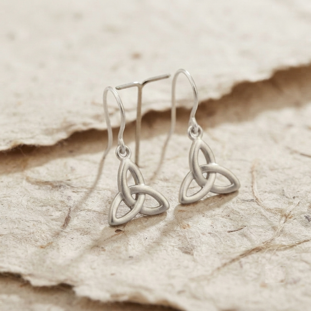 Trinity Knot Silver Earrings, 925 Sterling Silver Dangle Earrings, Irish Celtic Jewelry, Minimalist Dainty Earrings, Everyday Silver Drop - Image 5