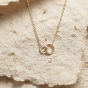 925 Sterling Silver Interlocking Circles Necklace, Dainty Minimalist Double Circle Pendant, Two Ring Eternity Jewelry, Gift for Women