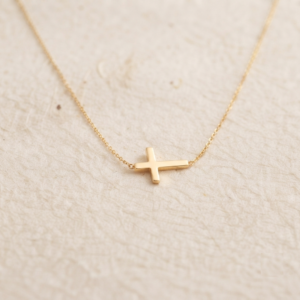 Dainty Sideways Cross Necklace, 925 Sterling Silver Minimalist Christian Jewelry, Tiny Cross Pendant, Religious Gift for Women