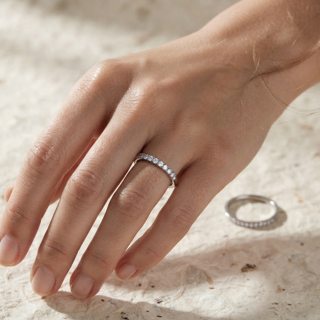 Dainty 925 Sterling Silver Stacking Ring, Minimalist Crystal Band, Small CZ Ring, Everyday Jewelry, Gift for Her - Image 2