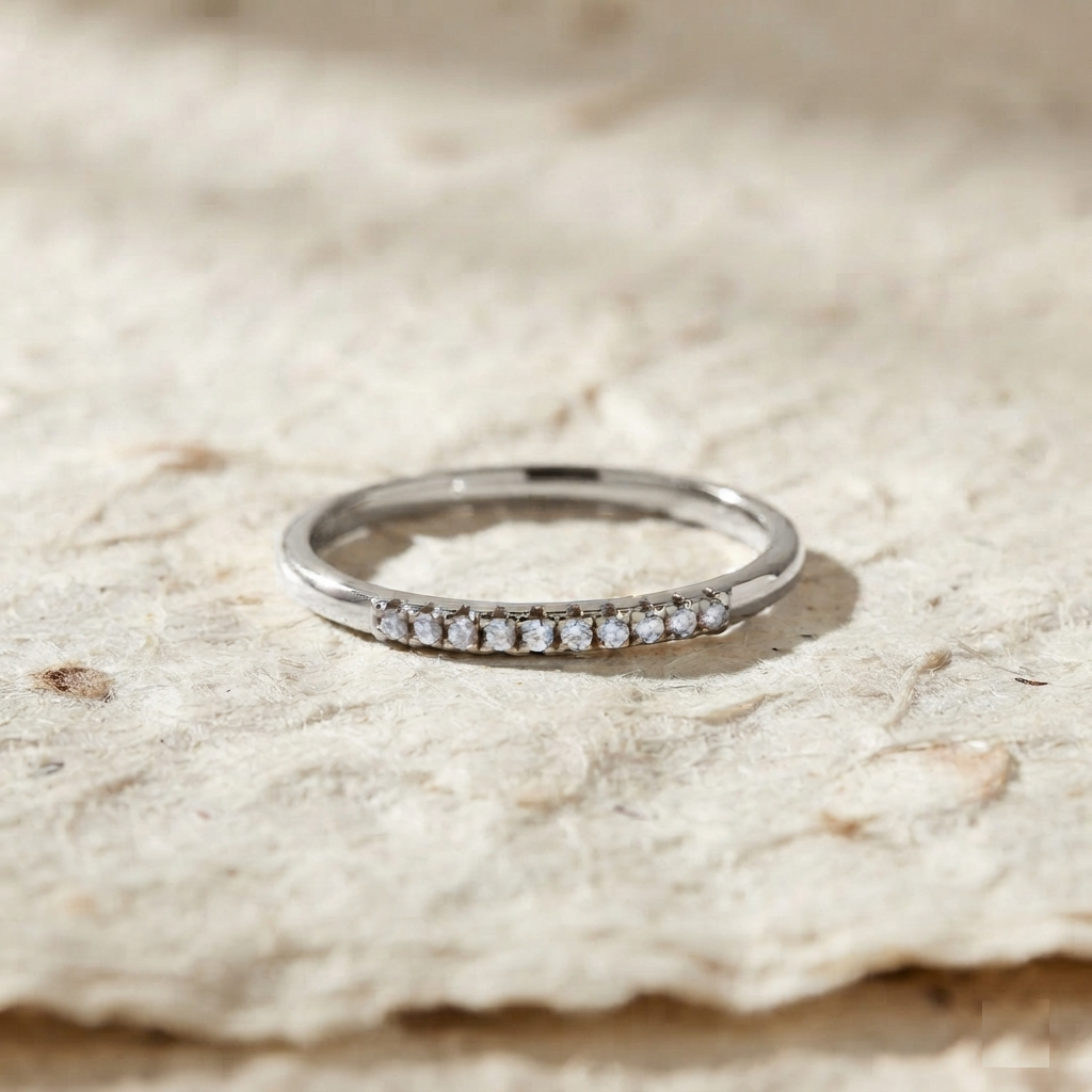 Dainty 925 Sterling Silver Stacking Ring, Minimalist Crystal Band, Small CZ Ring, Everyday Jewelry, Gift for Her - Image 3
