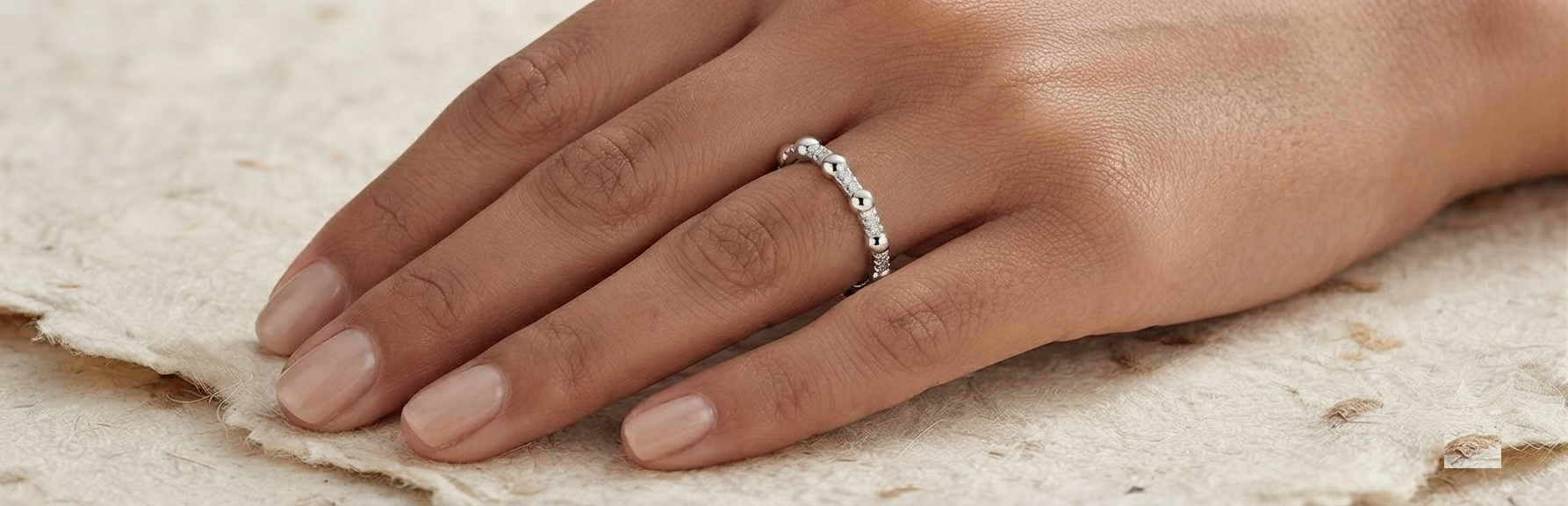 Dainty Beaded Stackable Ring, 925 Sterling Silver Minimalist Ring, Textured Bubble Band,Geometric Everyday Jewelry, Small Ball Eternity Ring - Image 5