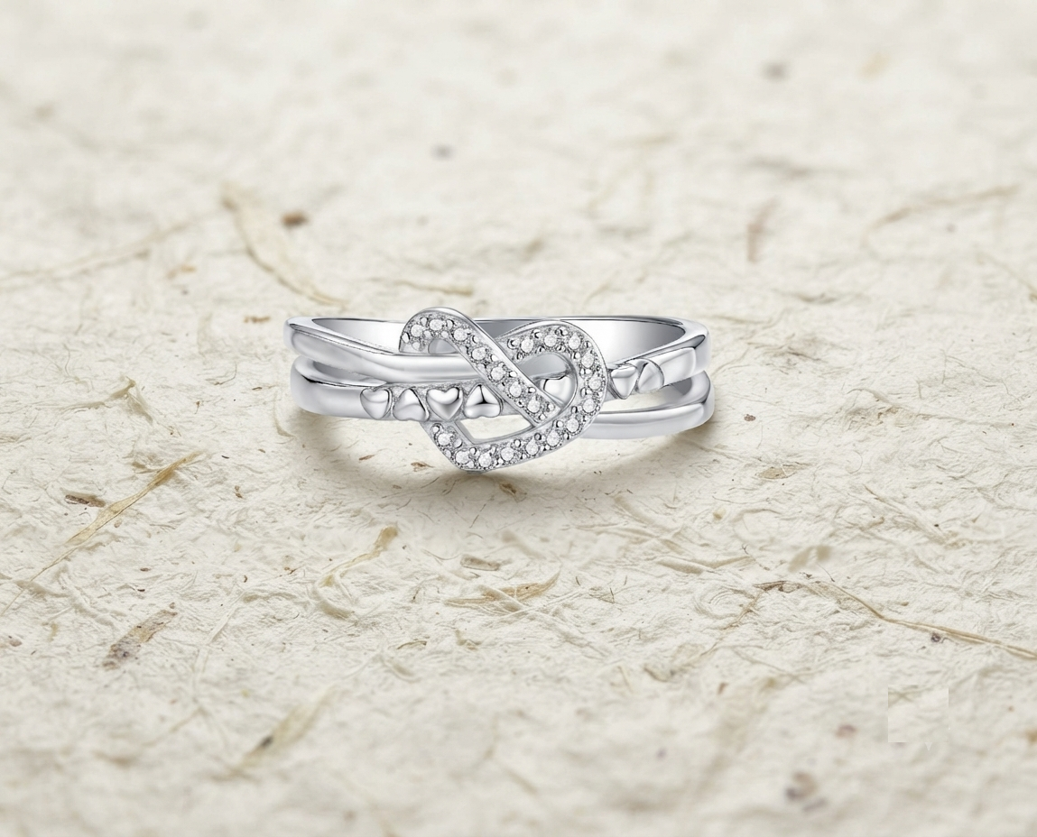 925 Sterling Silver Interlocking Heart Ring, Dainty Cubic Zirconia Infinity Love Band, Minimalist Promise Ring for Women, Romantic Gift Her - Image 4