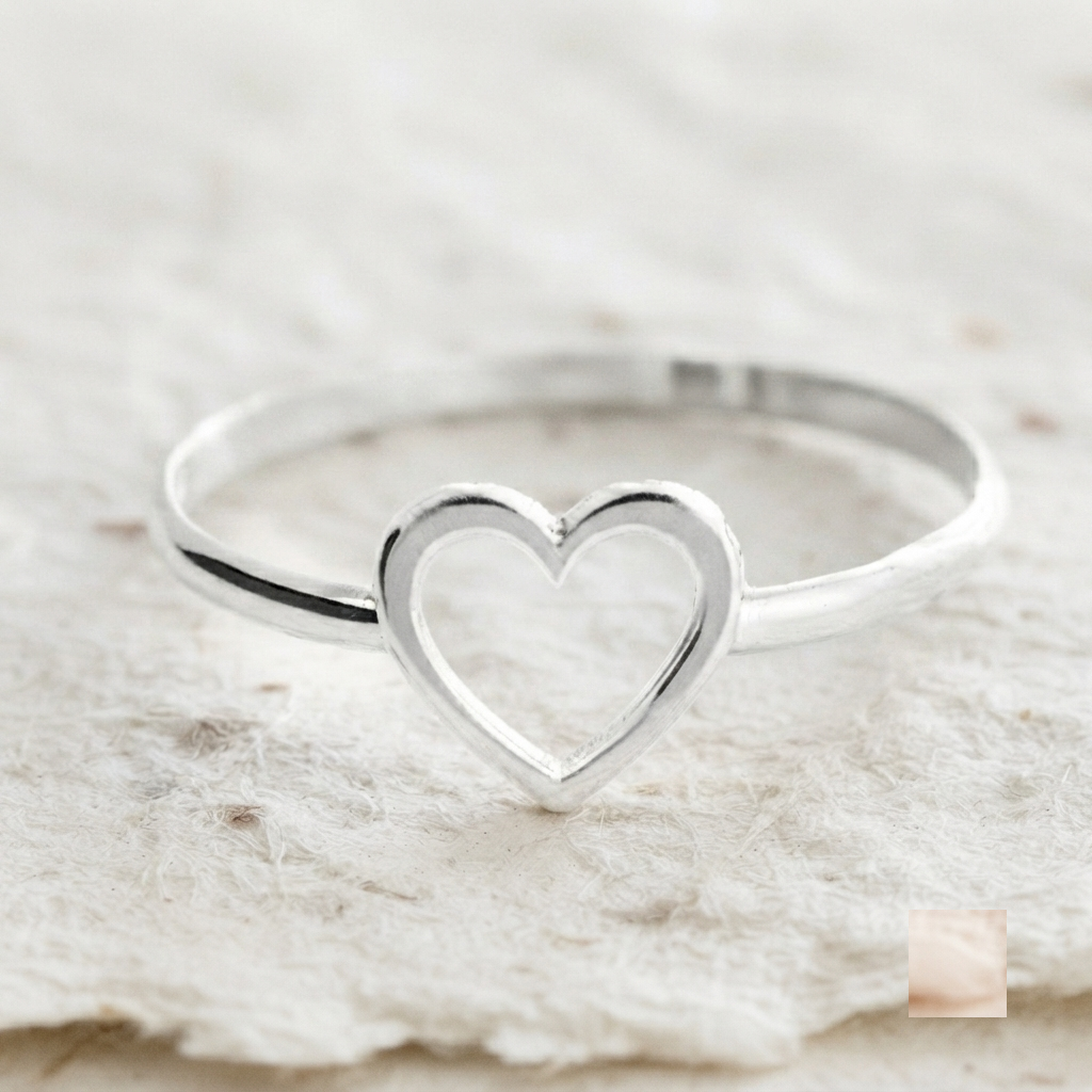 Dainty Heart Ring, 925 Sterling Silver Open Heart Ring, Minimalist Stackable Band, Cute Love Ring, Small Heart Jewelry, Gift For Her - Image 4