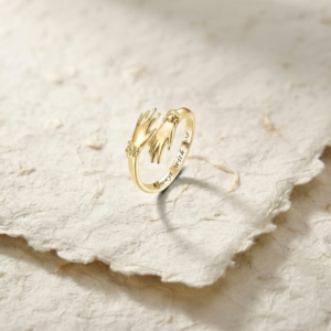 Hugging Hands Ring, 925 Sterling Silver Open Band, Dainty Minimalist Embrace Jewelry, Always With You Engraved Ring, Adjustable Friendship