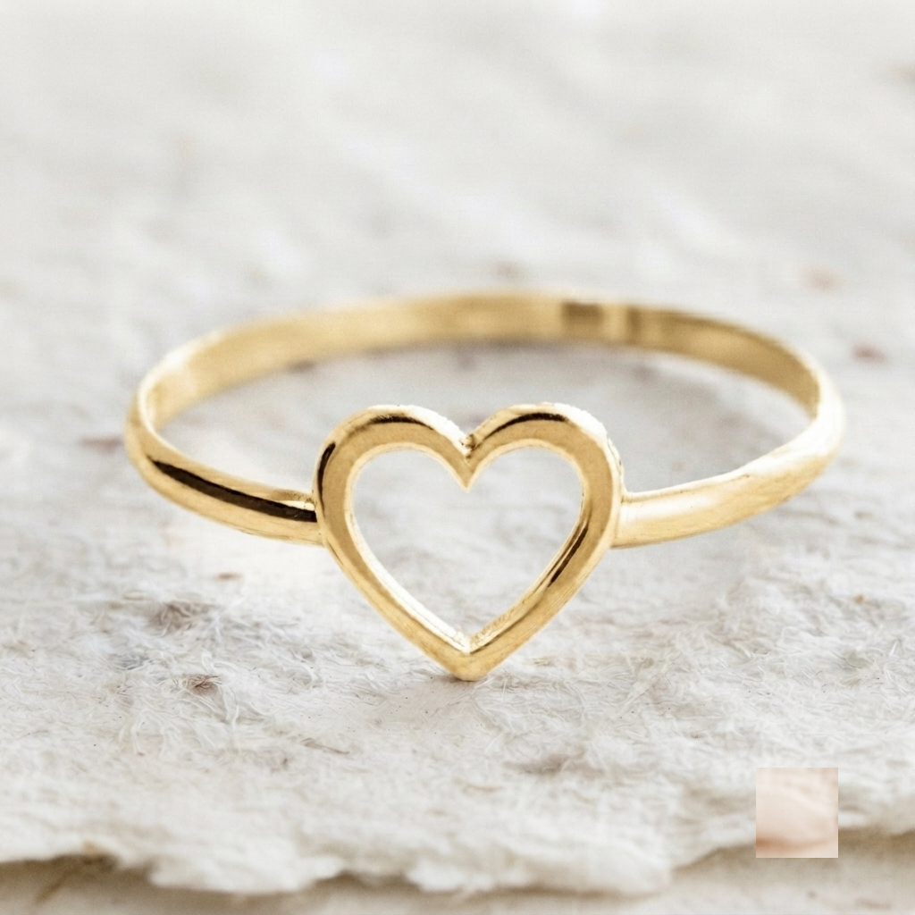 Dainty Heart Ring, 925 Sterling Silver Open Heart Ring, Minimalist Stackable Band, Cute Love Ring, Small Heart Jewelry, Gift For Her