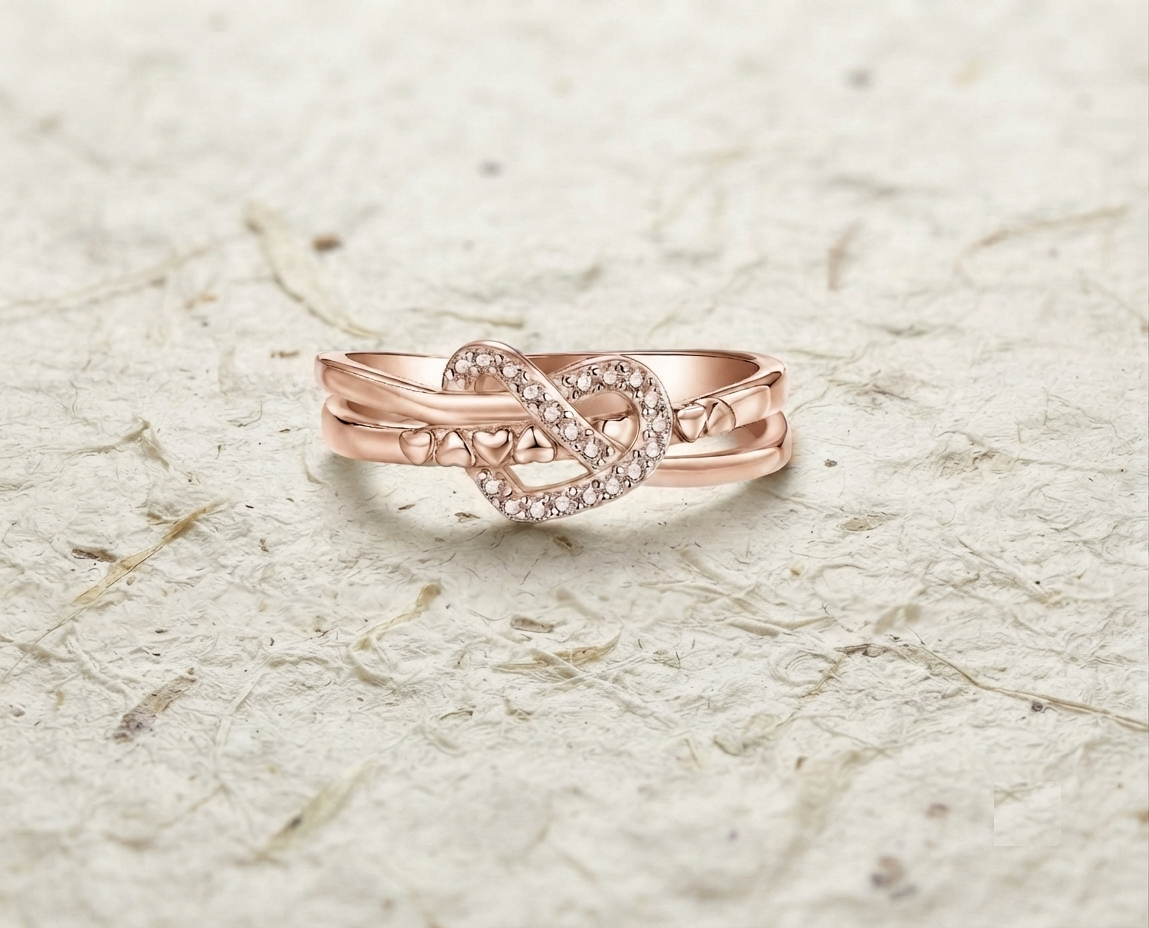 925 Sterling Silver Interlocking Heart Ring, Dainty Cubic Zirconia Infinity Love Band, Minimalist Promise Ring for Women, Romantic Gift Her - Image 2