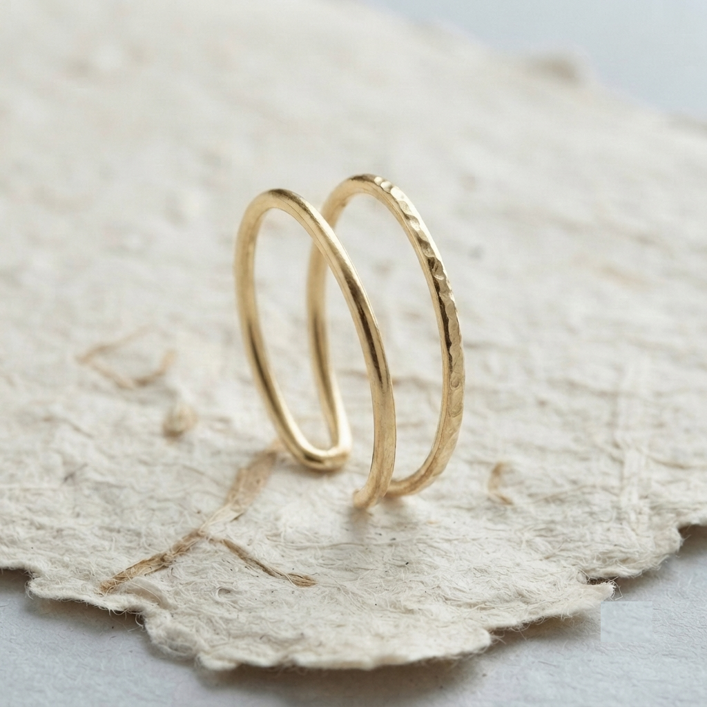 Double Band Ring, Minimalist Silver Ring, Hammered Texture Ring, Stackable Open Ring, Dainty Everyday Jewelry, Modern Minimalist Gift forHer